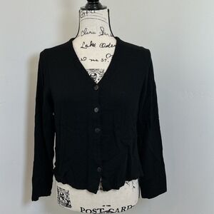Eileen Fisher Black Long Sleeve Button Down‎ Knit Cardigan Sweater Top M